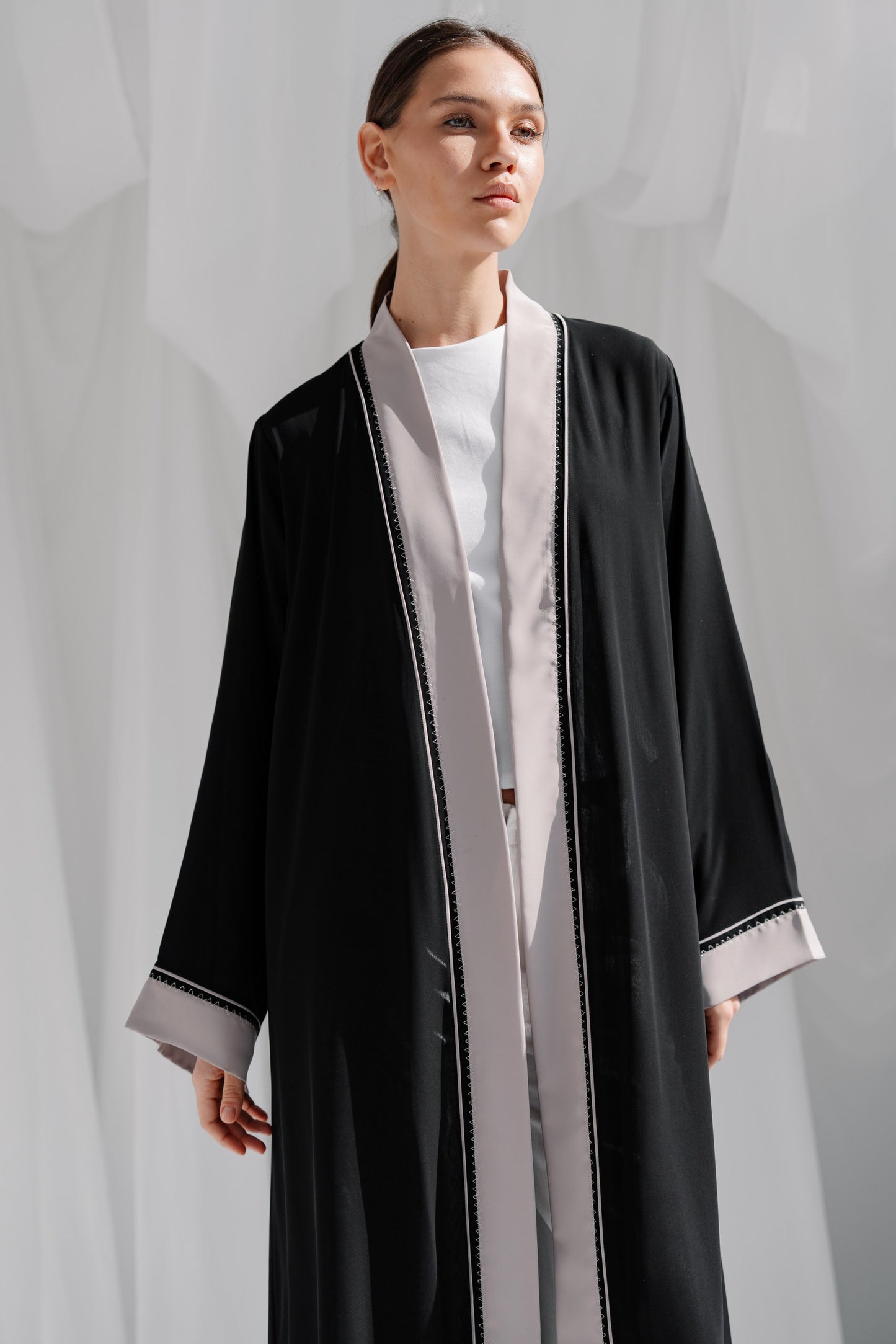 Black Plain Embroidery - ER12