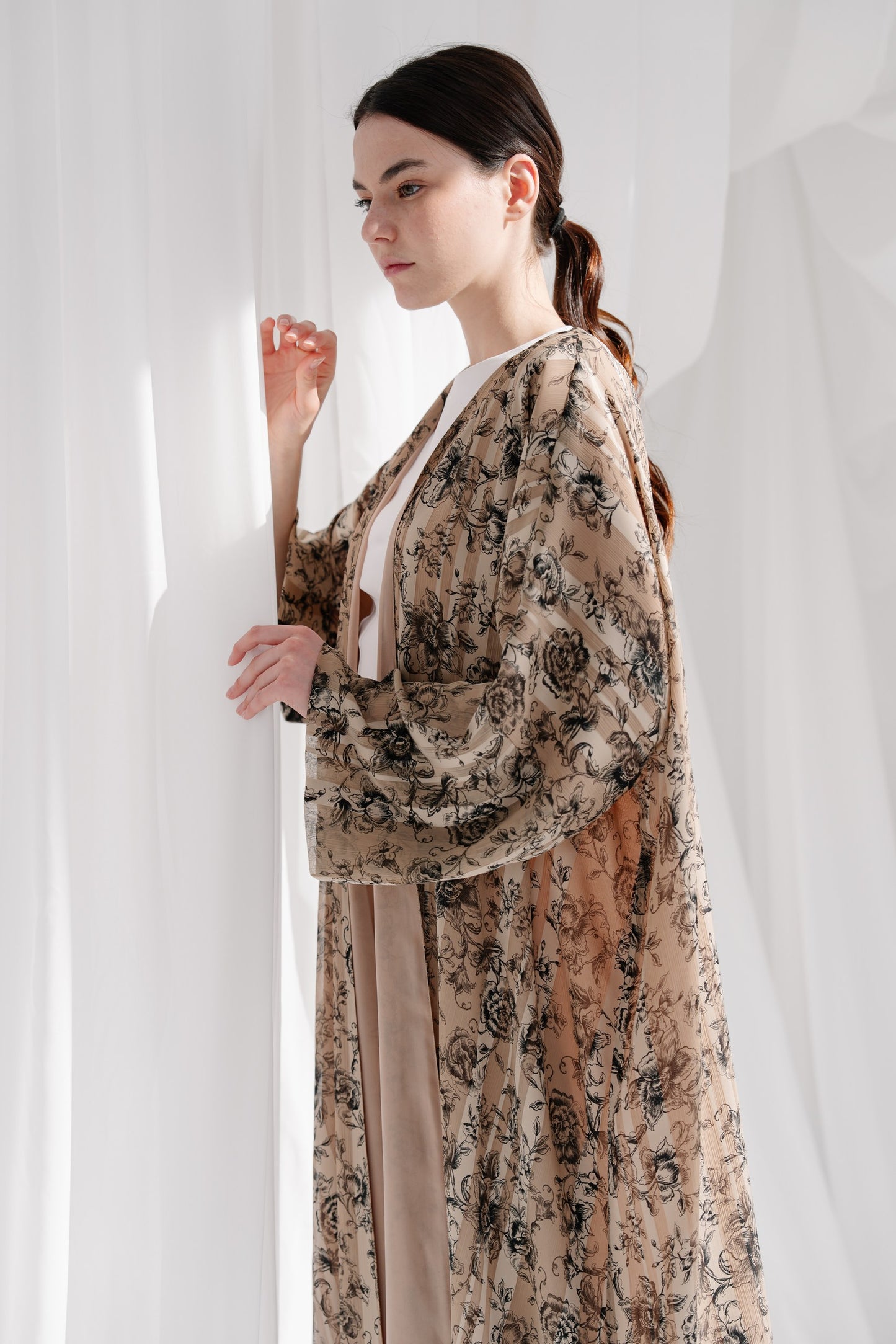 Clay Floral Brown Abaya PL64br