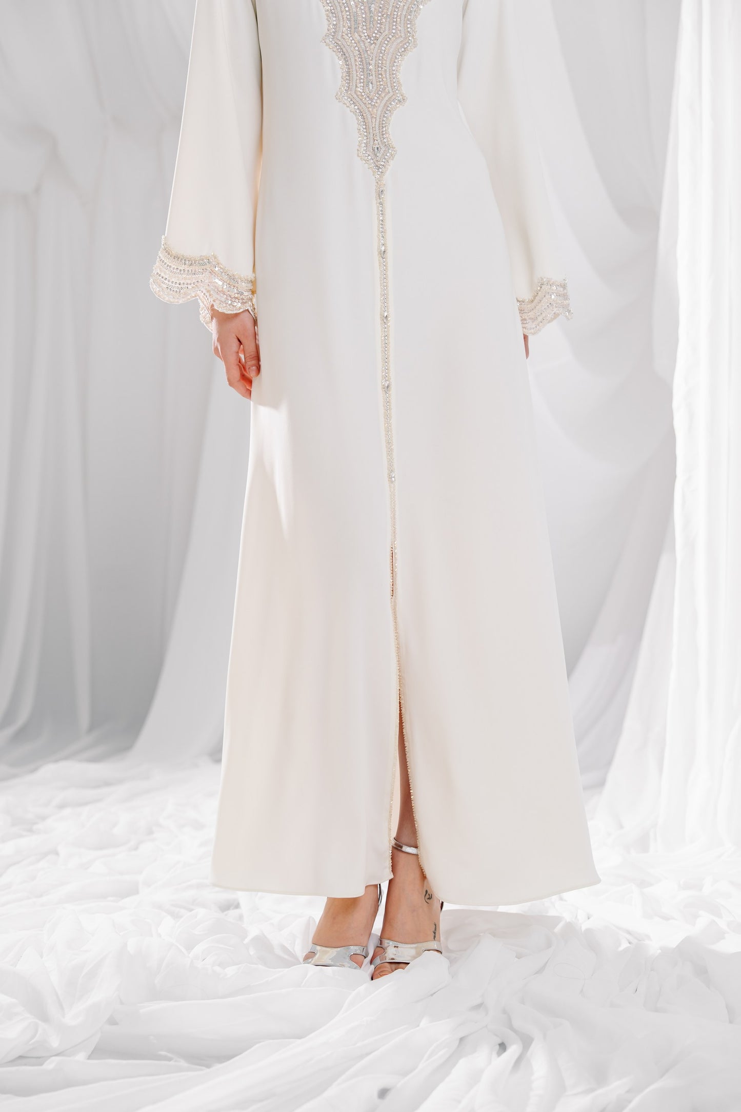 Clay Embroidered White Kaftan CL266