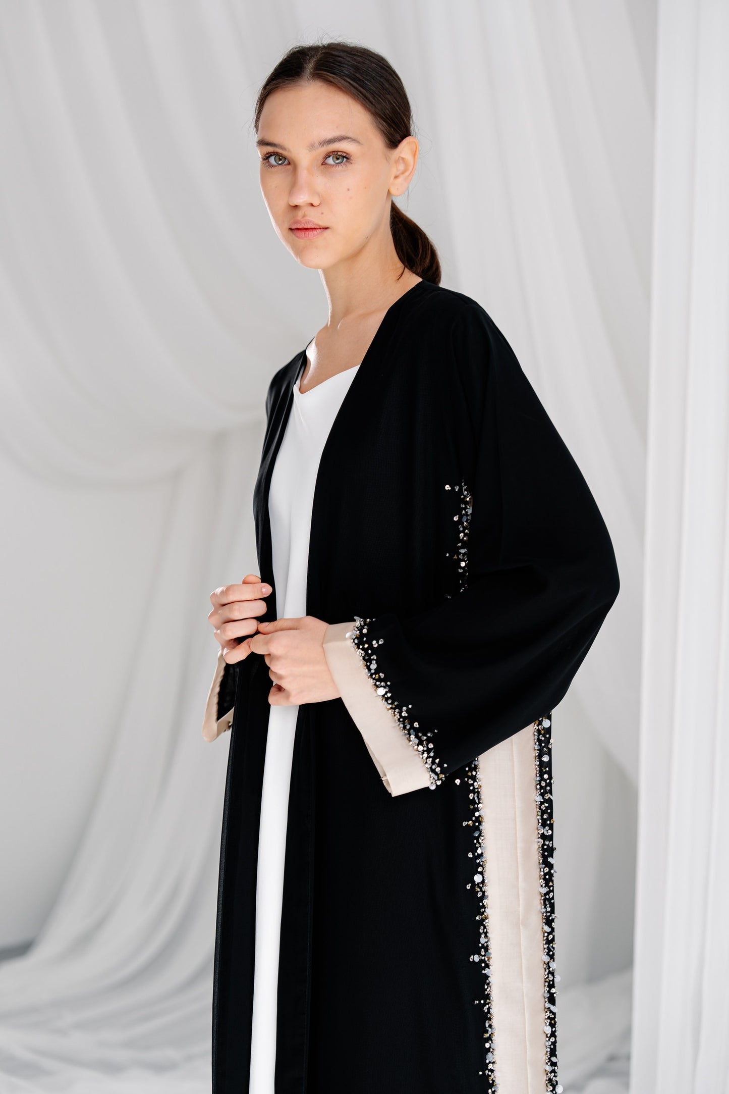 Black Beige Beaded- R231