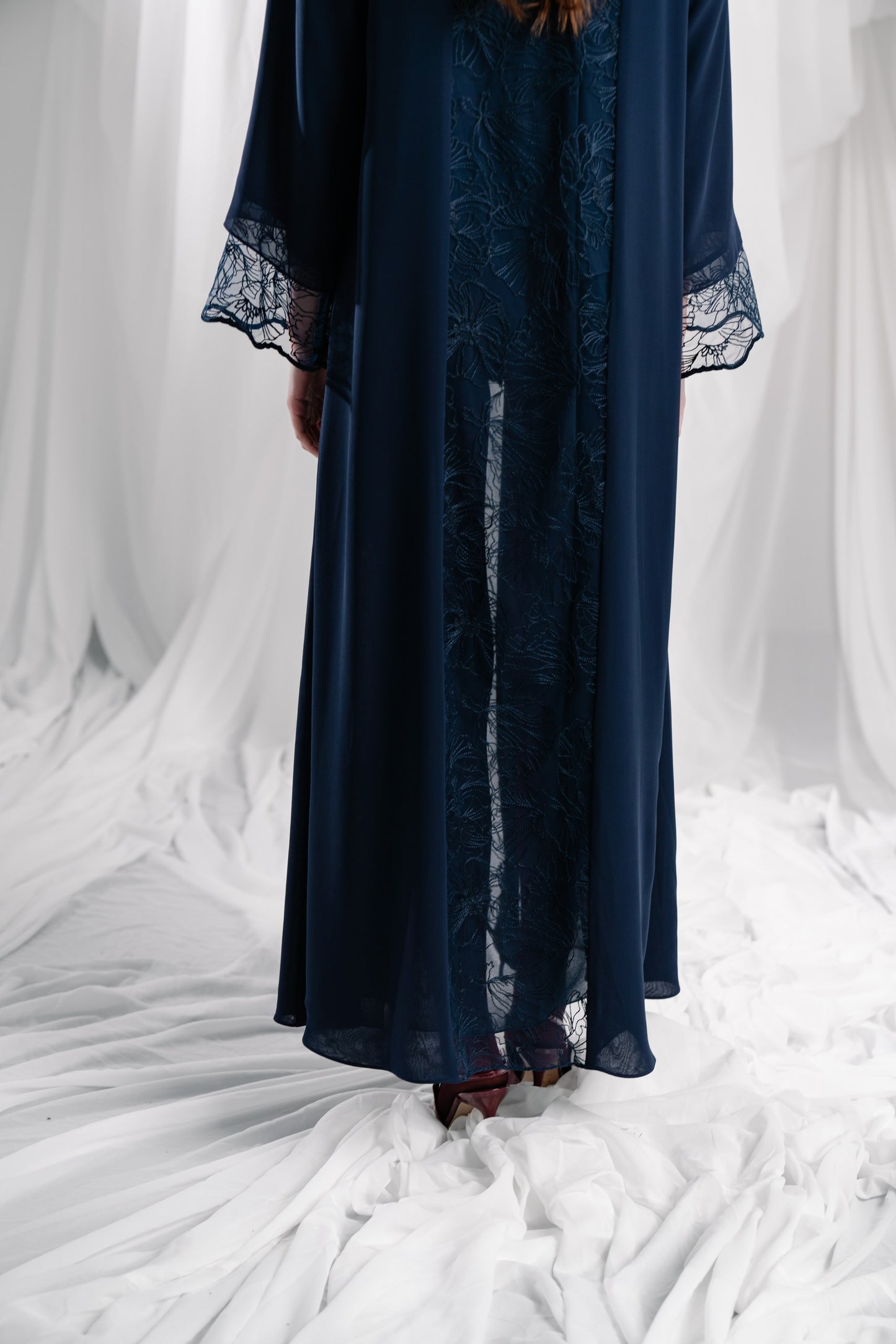 Navy blue Lace Embroidery G-YA180