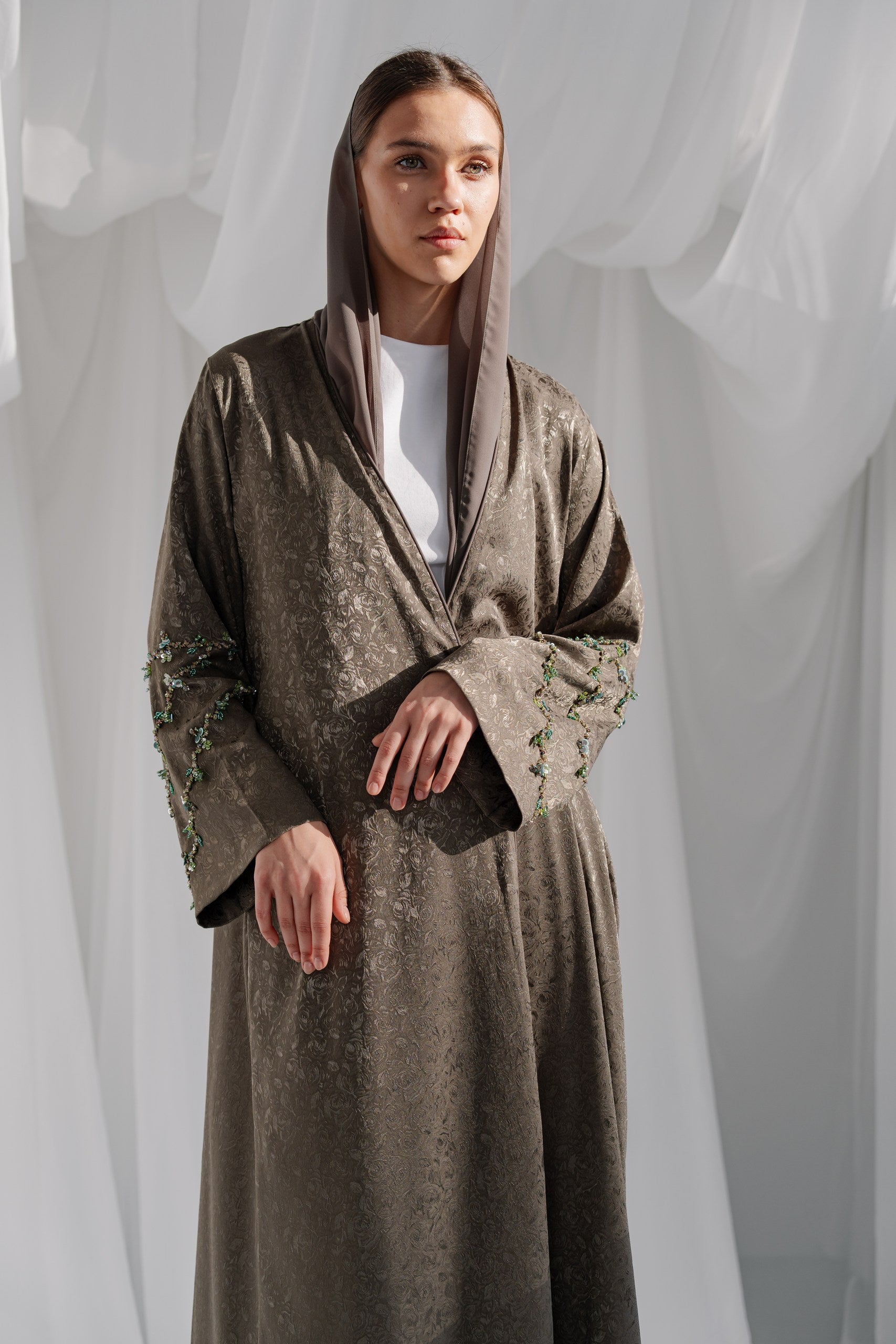 Clay Moss Green Abaya U-YA174