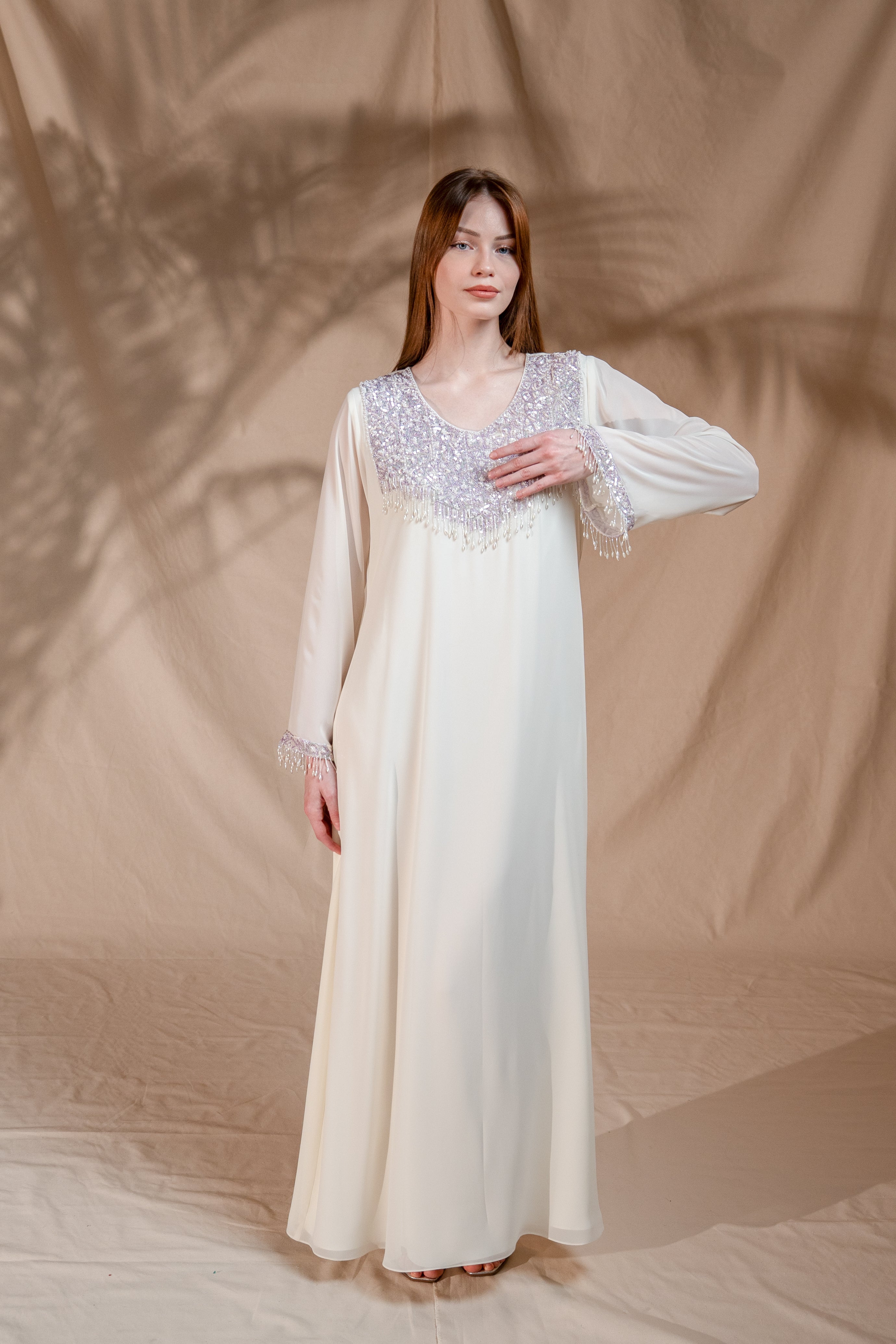 Clay Ivory Silver Kaftan CL314