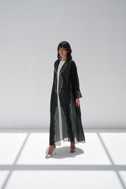 ZAY CHIFFON BLACK ABAYA -ER83