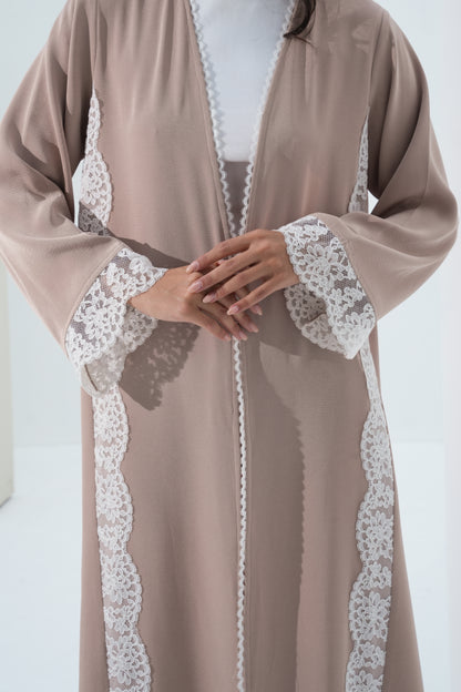 CLAY COLOR CREPE ABAYA- YA203