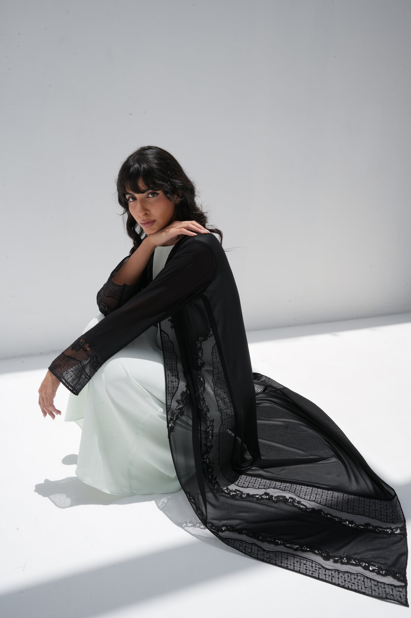 ZAY CHIFFON BLACK ABAYA -ER83