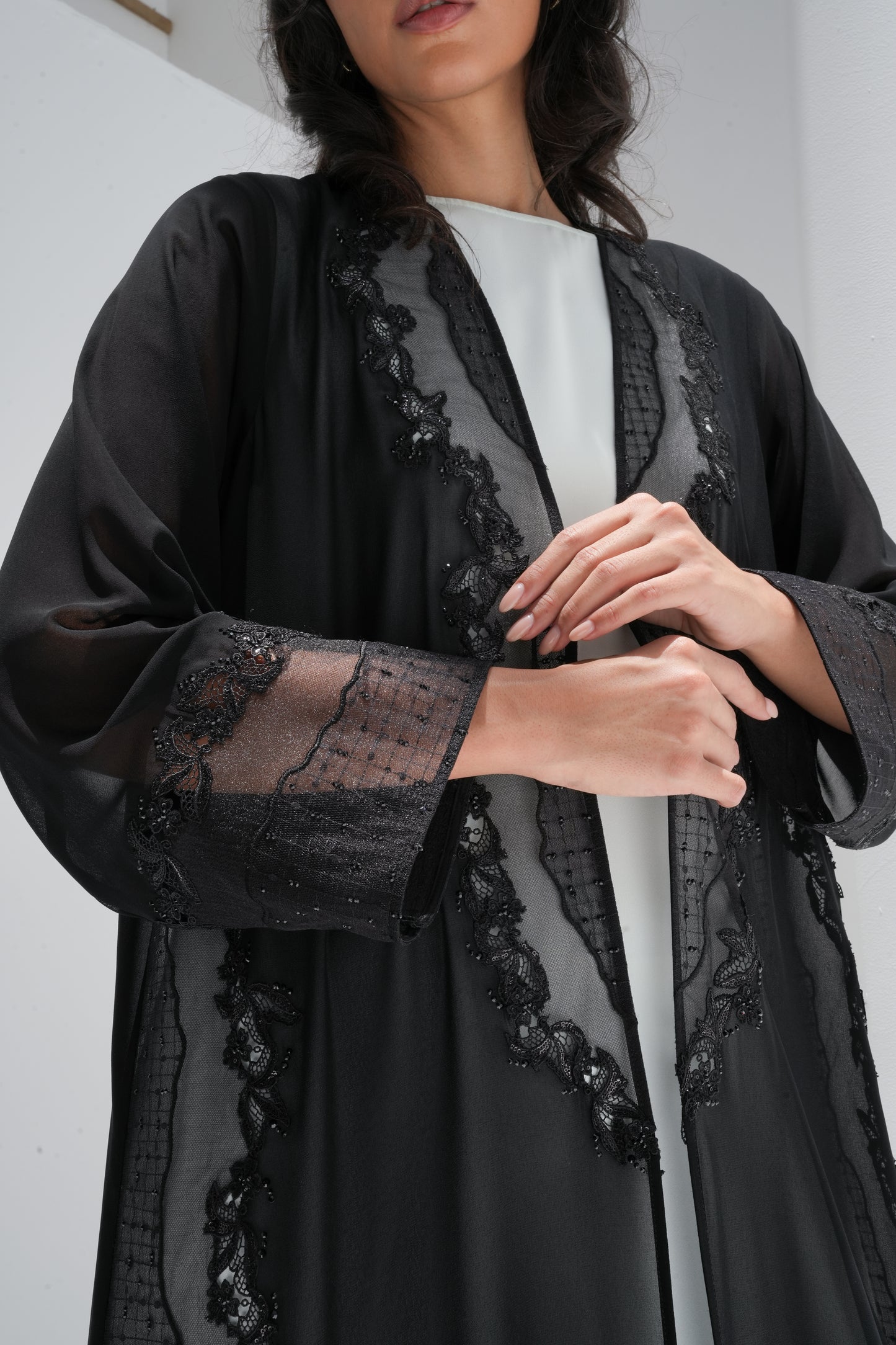 ZAY CHIFFON BLACK ABAYA -ER83