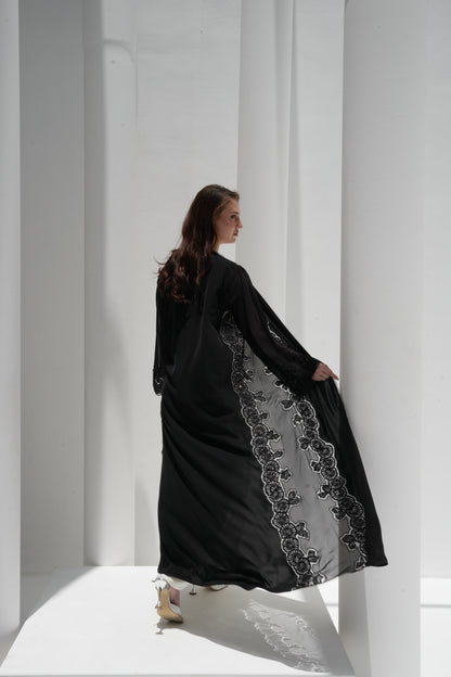 ZAY BLACK CHIFFON ABAYA-ER84