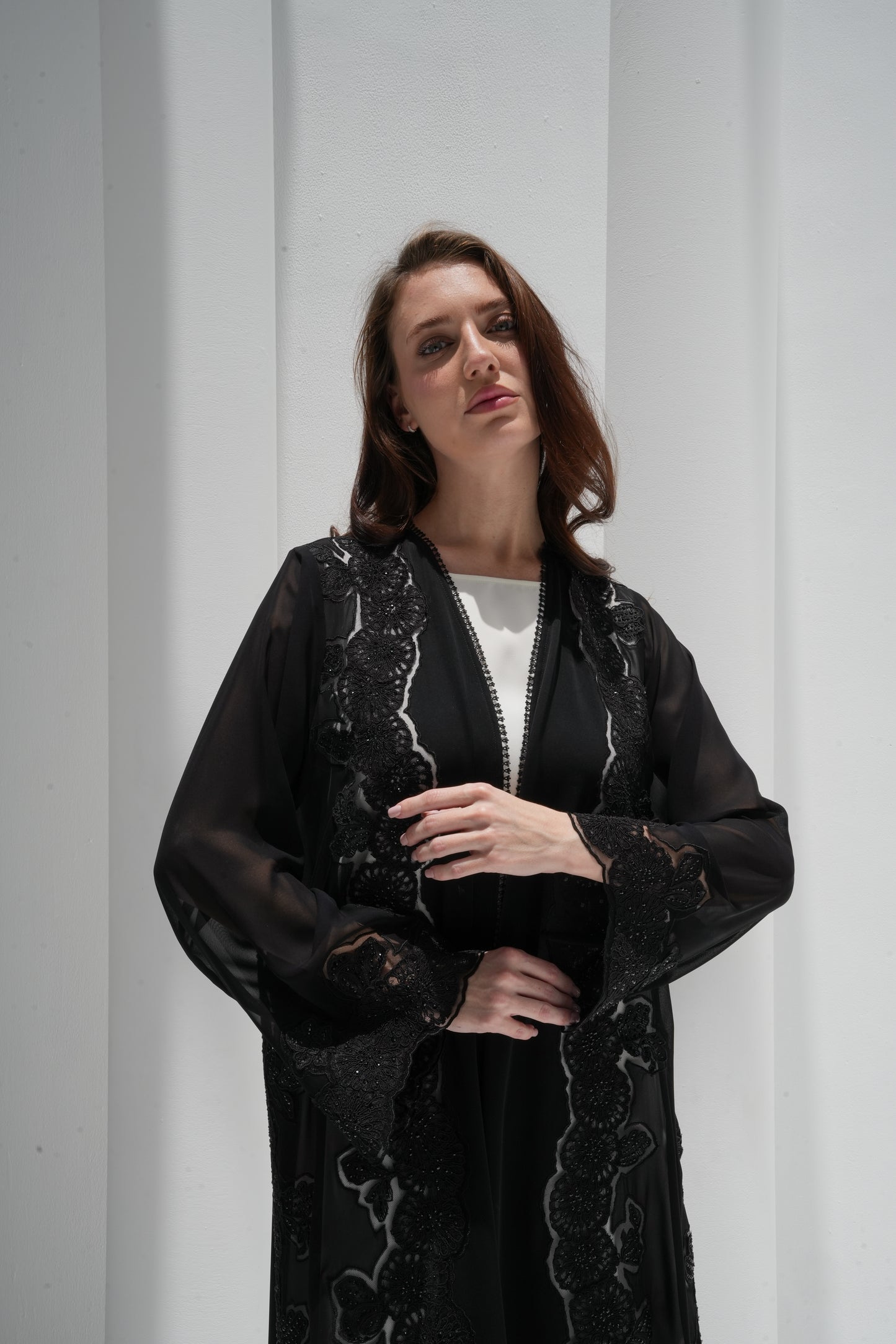 ZAY BLACK CHIFFON ABAYA-ER84