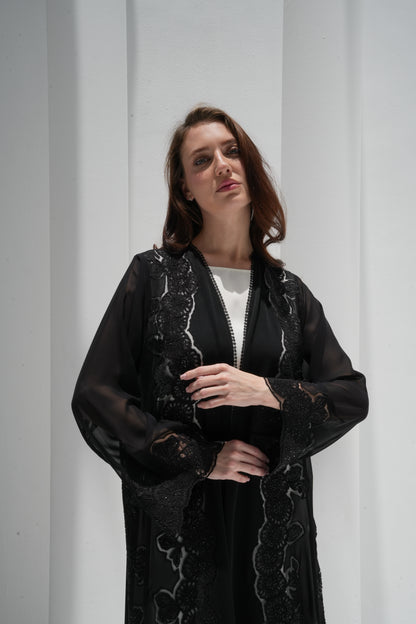 ZAY BLACK CHIFFON ABAYA-ER84