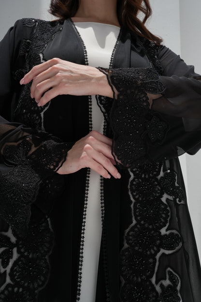 ZAY BLACK CHIFFON ABAYA-ER84
