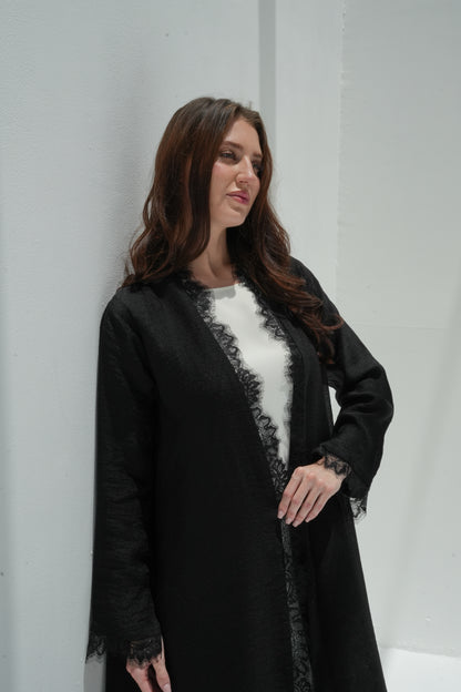 ZAY BLACK ORGANZA ABAYA -ER80