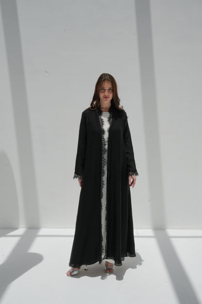ZAY BLACK ORGANZA ABAYA -ER80