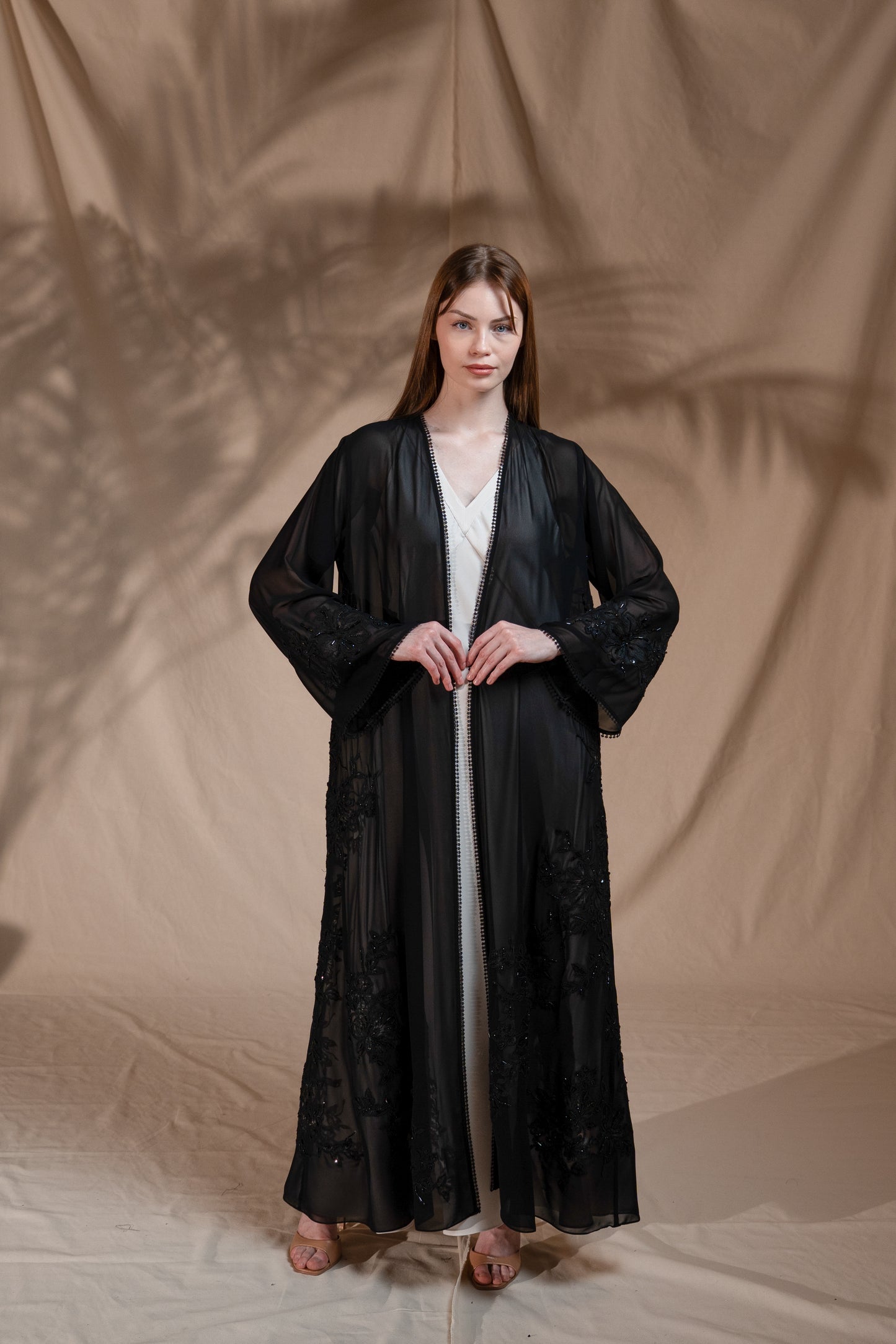 Zay Black Chiffon Abaya ER74