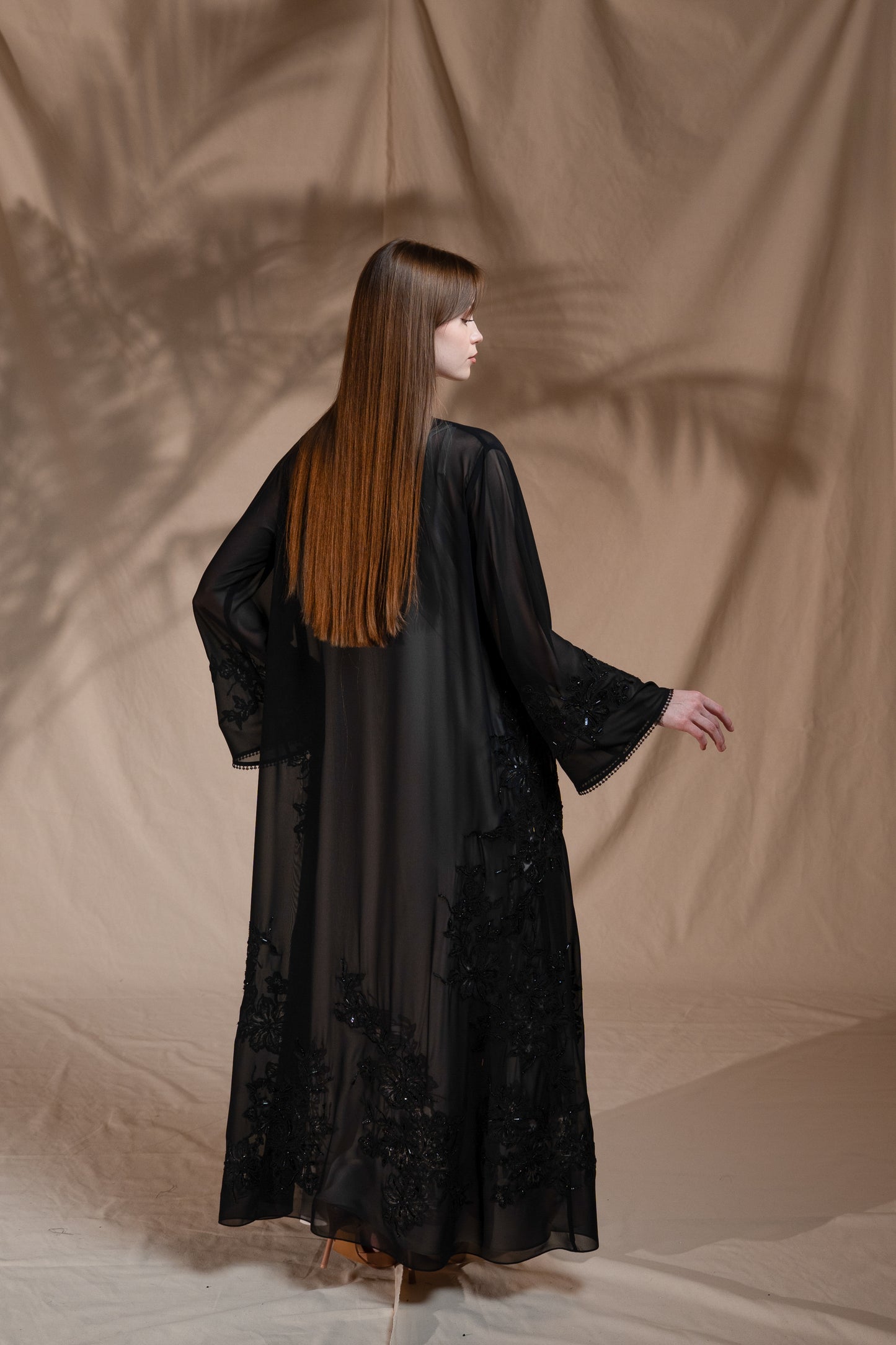 Zay Black Chiffon Abaya ER74