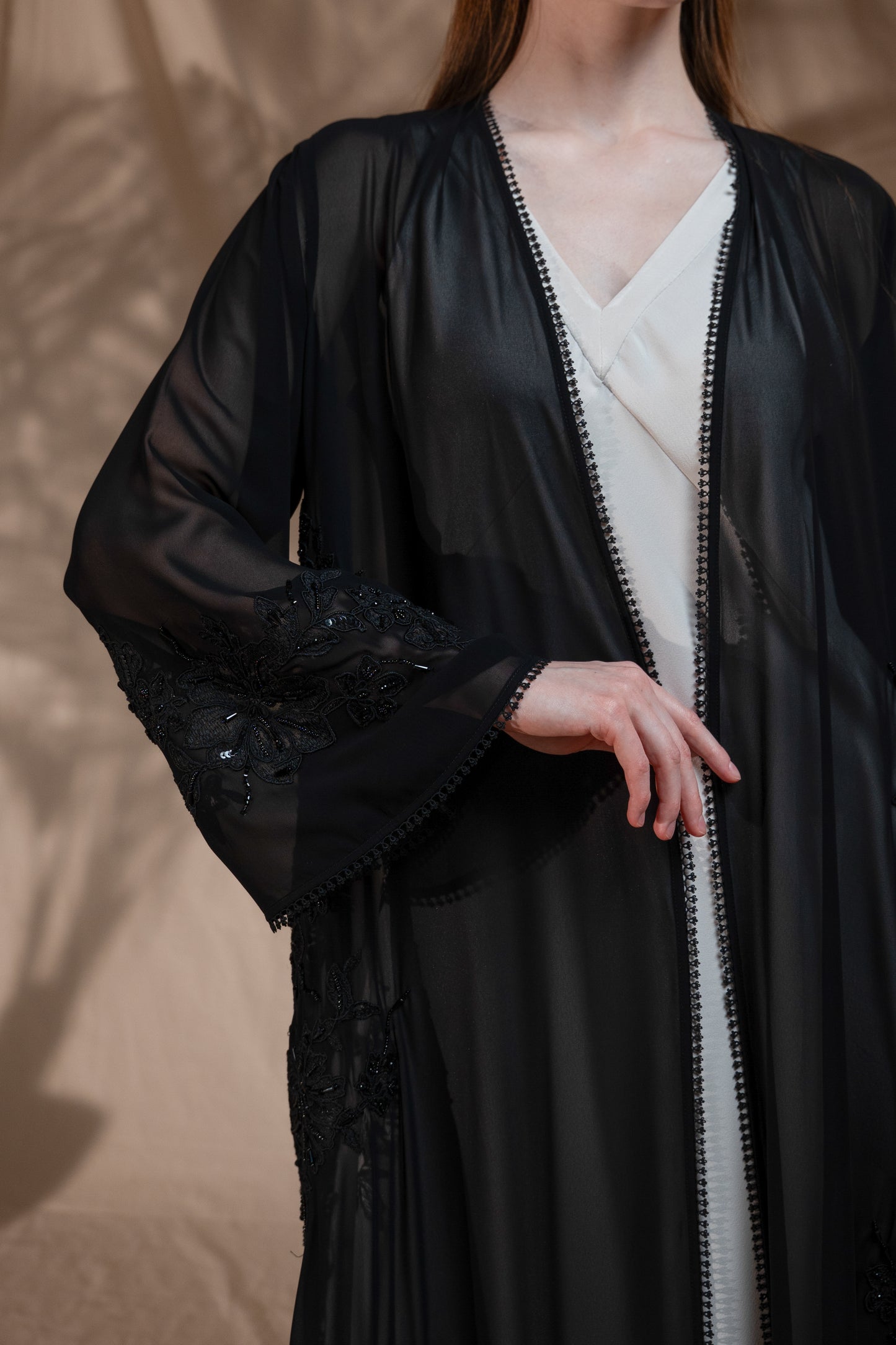 Zay Black Chiffon Abaya ER74