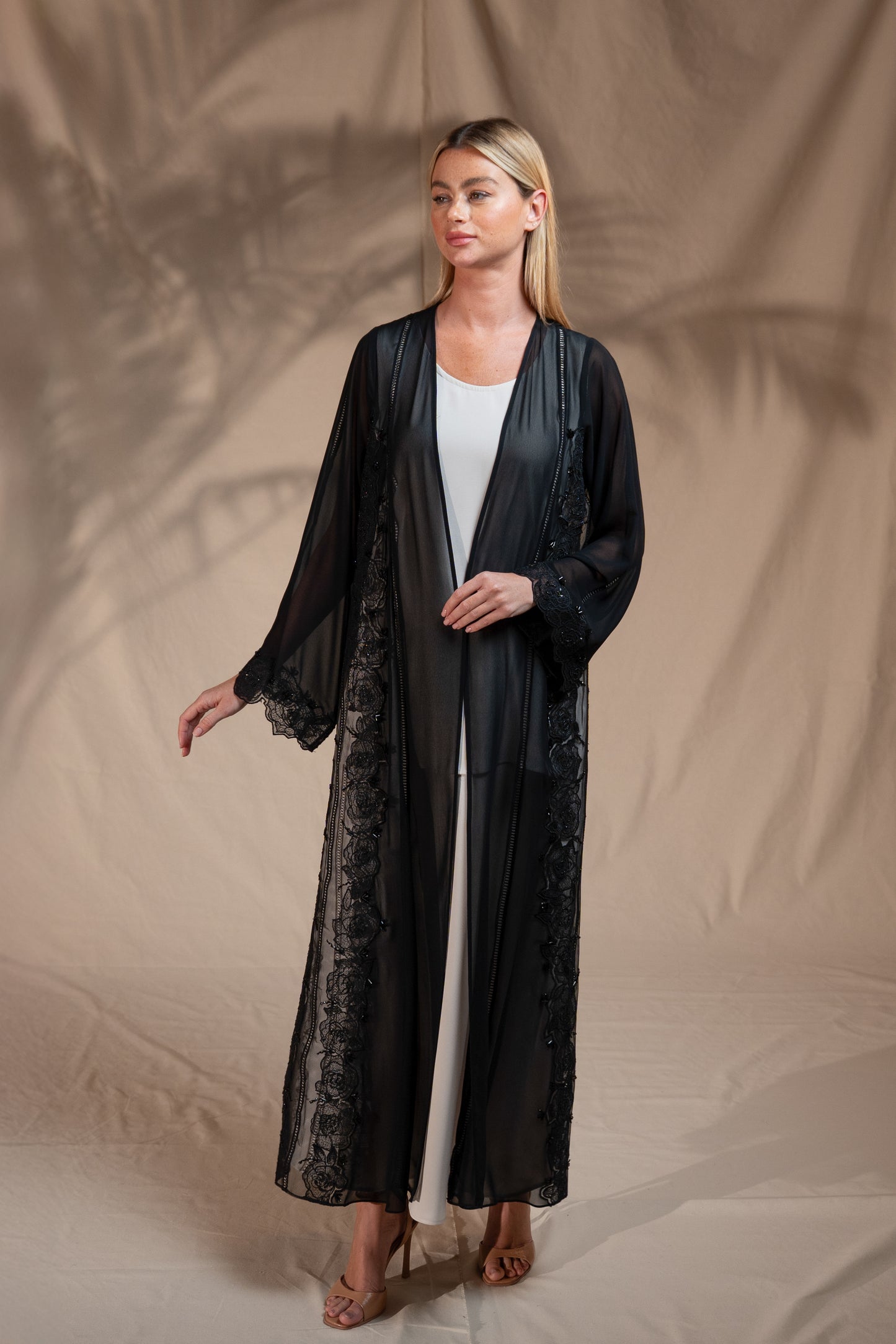 Zay Black Chiffon Abaya ER56