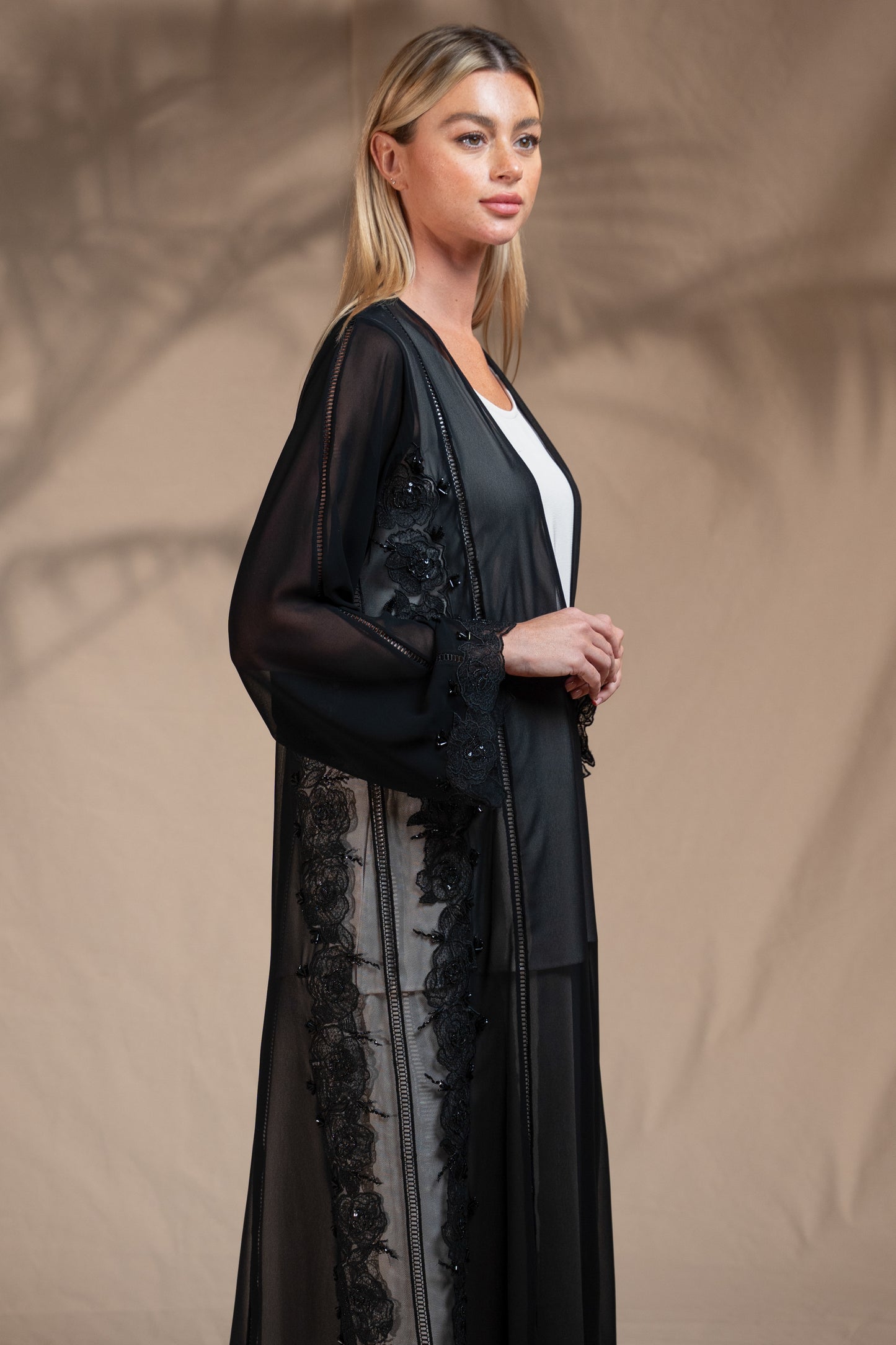 Zay Black Chiffon Abaya ER56