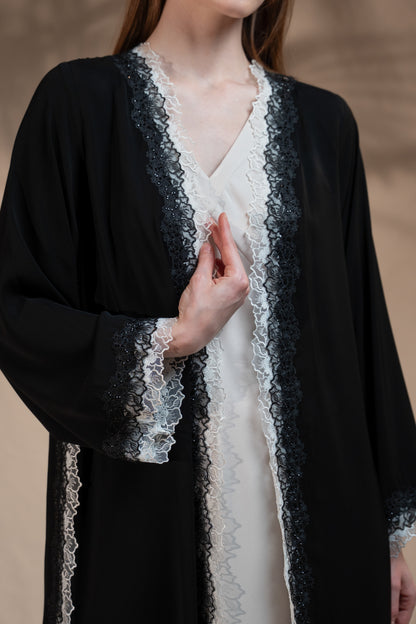 Zay Delicate Lace Abaya ER67