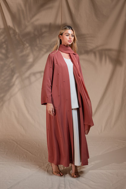 CLAY COLOR ABAYA- YA186