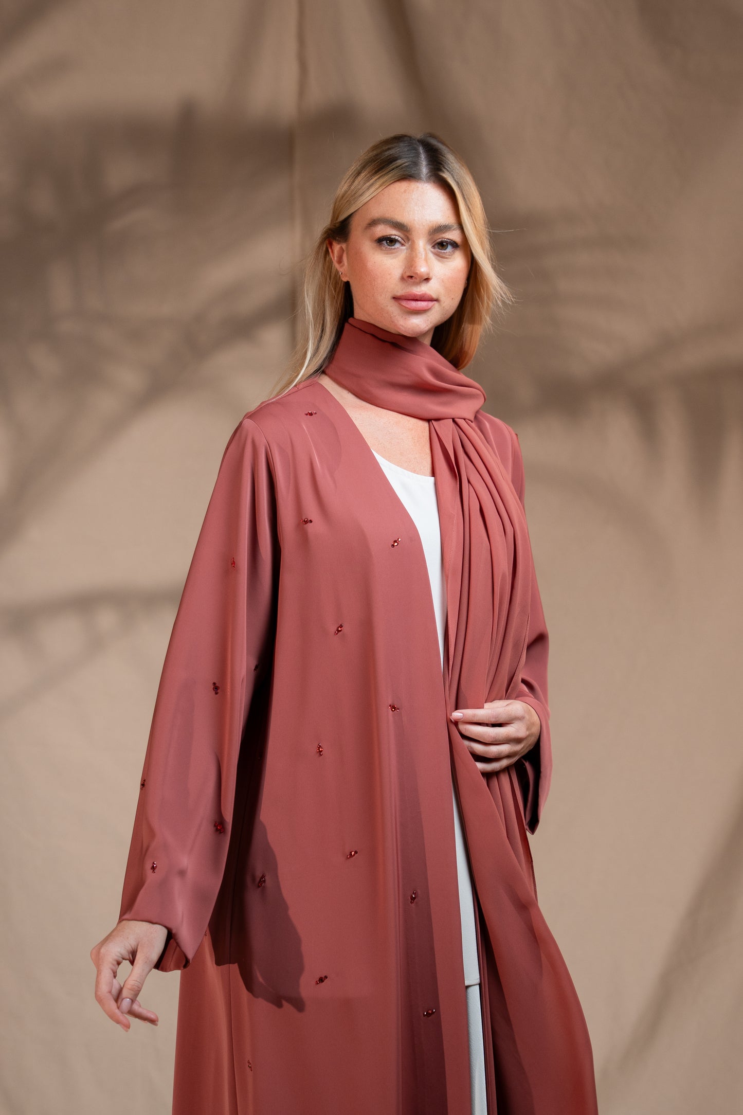 CLAY COLOR ABAYA- YA186