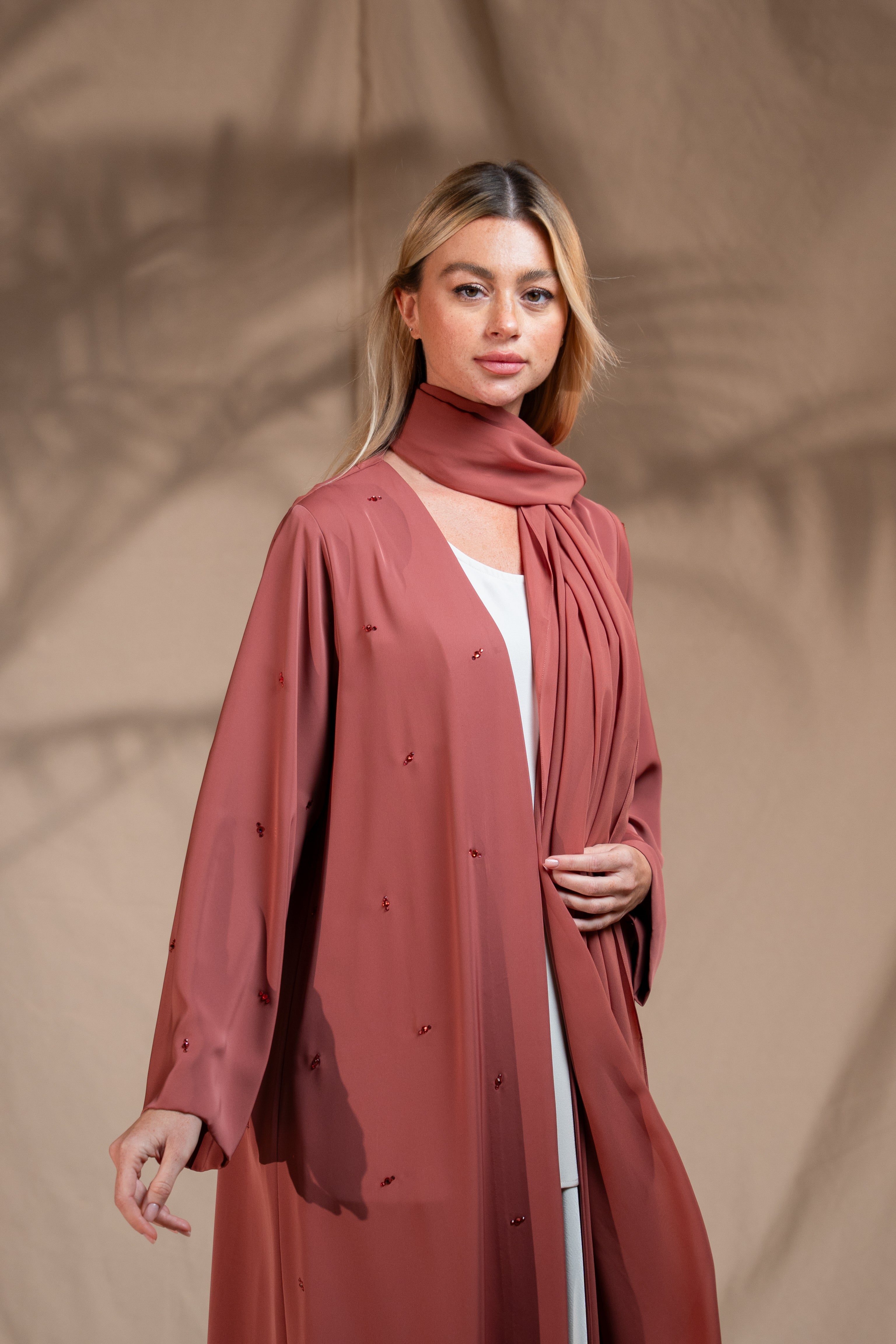 CLAY COLOR ABAYA- YA186